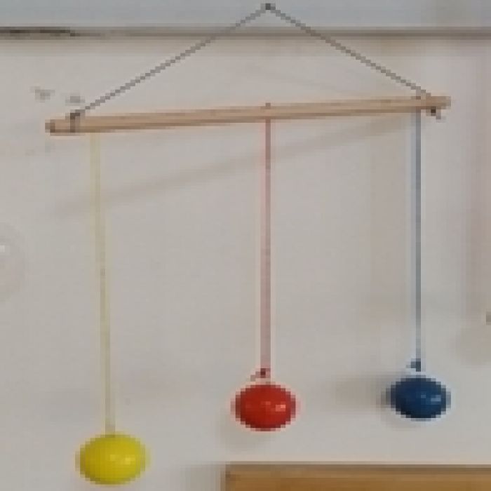 Three colored spheres